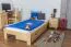 Kinderbett 90 x 200 cm | Massivholz: Kiefer | Natur Lackiert | inkl. Rollrost Abbildung