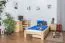 Kinderbett 90 x 200 cm | Massivholz: Kiefer | Natur Lackiert | inkl. Rollrost Abbildung
