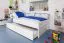 Bettrahmen für Kinder 90 x 200 cm mit Ausziehbett 90 x 190 cm als Gästebett-Funktion | Massivholz: Buche | Weiß Lackiert | inkl. 2. Liegeplatz 90 x 190 cm ausziehbar und 2 Rollrost Abbildung
