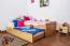 Bettrahmen für Kinder 90 x 200 cm mit Ausziehbett 90 x 190 cm | Massivholz: Buche | Natur Lackiert | inkl. 2. Liegeplatz 90 x 190 cm ausziehbar und 2 Rollrost Abbildung