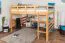 Jugendzimmer-Hochbett 160 x 200 cm | Massivholz: Buche | Natur Lackiert | umbaubar in Einzelbett | Premium-Qualität | inkl. Rollrost Abbildung