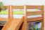 Etagenbett L-Form 90 x 200 cm | Buche massiv | natur lackiert | mit Regal und Rutsche | inkl. Rollrost | teilbar Abbildung