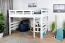 Jugendhochbett 120 x 190 cm | Massivholz: Buche | Weiß Lackiert | umbaubar in Einzelbett | Premium-Qualität | inkl. Rollrost Abbildung