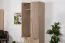 Schmaler Kleiderschrank | 2 Drehtüren | 3 Schubladen | 1 Fach | mit Kleiderstange | 75 cm breit | Farbe: Braun Abbildung