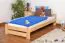 Kinderbett 90 x 200 cm | Massivholz: Kiefer | Natur Lackiert | inkl. Rollrost Abbildung