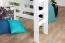Jugendhochbett 120 x 190 cm | Massivholz: Buche | Weiß Lackiert | umbaubar in Einzelbett | Premium-Qualität | inkl. Rollrost Abbildung