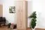 Schmaler Kleiderschrank | 2 Drehtüren | 3 Schubladen | 1 Fach | mit Kleiderstange | 75 cm breit | Farbe: Braun Abbildung
