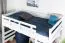 Jugendhochbett 120 x 190 cm | Massivholz: Buche | Weiß Lackiert | umbaubar in Einzelbett | Premium-Qualität | inkl. Rollrost Abbildung