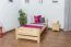 Bettrahmen für Kinder / Kinderbett 90 x 200 cm | Massivholz: Kiefer | Natur Lackiert Abbildung
