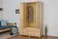 Kleiderschrank | 3 Drehtüren | 2 Schubladen | 5 Fächer | mit Kleiderstange | 135 cm breit | Massivholz | Farbe: Natur Abbildung