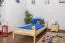 Bettrahmen für Kinder / Kinderbett 90 x 200 cm | Massivholz: Kiefer | Natur Lackiert Abbildung