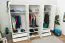 Kleiderschrank | 6 Drehtüren | 4 Schubladen | 5 Fächer | mit 3 Kleiderstangen | 277 cm breit | Farbe: Weiß Abbildung