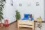 Bettrahmen für Kinder / Kinderbett 90 x 200 cm | Massivholz: Kiefer | Natur Lackiert Abbildung