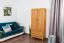 90 cm breiter Kleiderschrank mit 2 Türen, 4 Fächern und 2 Schubladen aus Massiv-Holz | Farbe: Natur | Tiefe: 40 cm Abbildung