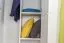 Kleiderschrank | 2 Drehtüren | 4 Fächer | mit Kleiderstange | 80 cm breit | Massivholz | Farbe: Weiß Abbildung