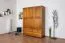 Schlafzimmer- Kleiderschrank Kiefer Vollholz massiv, Eichefarben Rustikal - 195 x 154 x 60 cm (H x B x T) Abbildung