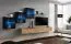 Wohnwand mit Push-to-open Funktion Balestrand 318, Farbe: Schwarz / Eiche Wotan - Abmessungen: 150 x 330 x 40 cm (H x B x T)