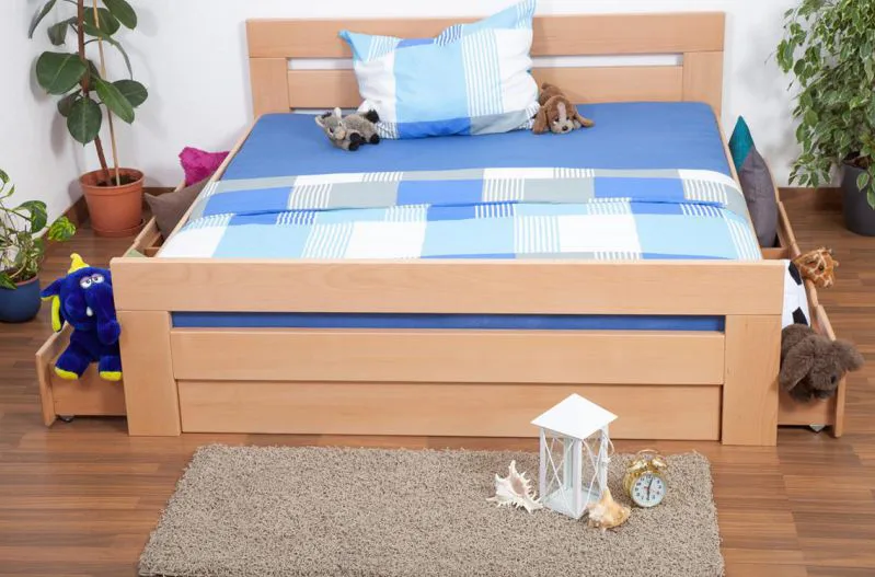 Holzbett 180 x 200 cm Buche massiv Natur Abbildung