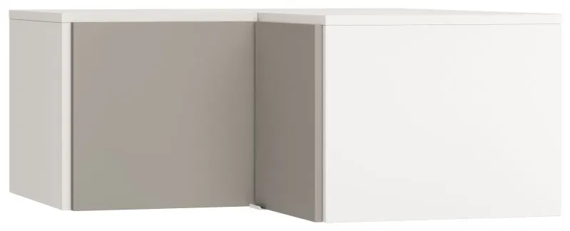 Aufsatz für Eckkleiderschrank Bellaco 39, Farbe: Weiß / Grau - Abmessungen: 45 x 102 x 104 cm (H x B x T)