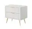 Nachtkommode | 2 Schubladen | ABS-Kantenschutz | Farbe: Weiß | Maße: 55 x 63 x 38 cm | Griffe & Beine: Metall | Lamellen Front | für Schlafzimmer