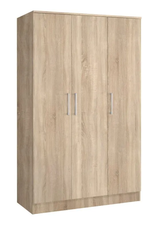 Drehtürenschrank / Kleiderschrank Sidonia 04, Farbe: Eiche Braun - 200 x 123 x 53 cm (H x B x T)