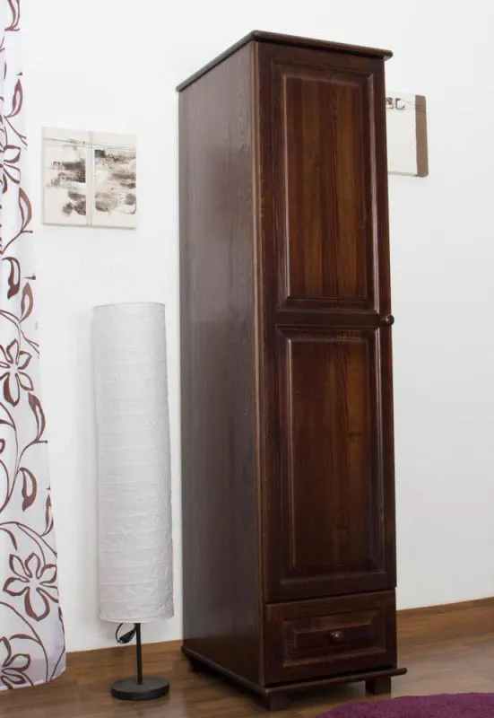 Massivholz-Schrank Kiefer, Farbe: Nuss 190x47x60 cm Abbildung
