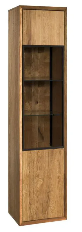 Vitrine Olinda 01, Türanschlag: Links, Farbe: Natur, Eiche teilmassiv – 201 x 55 x 39 (H x B x T)