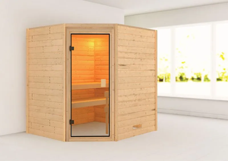 Sauna "Kirsa" mit bronzierter Tür - Farbe: Natur - 196 x 170 x 198 cm (B x T x H)