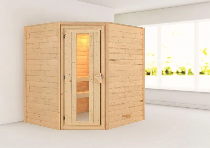 Sauna "Kirsa" mit Energiespartür - Farbe: Natur - 196 x 170 x 198 cm (B x T x H)