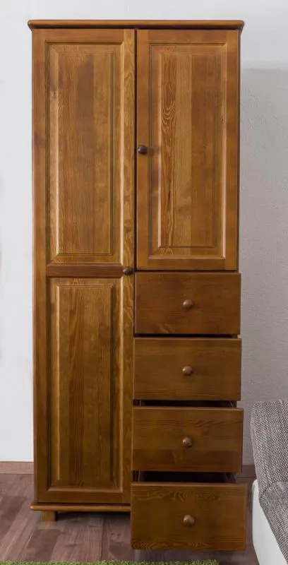 Kiefer-Kleiderschrank A-Qualität, Farbe: Eiche 190x80x60 cm Abbildung