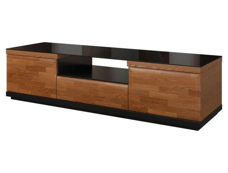 Fernsehtisch teilmassiv Farbe: Walnuss / Schwarz 42x161x51 cm  Abbildung