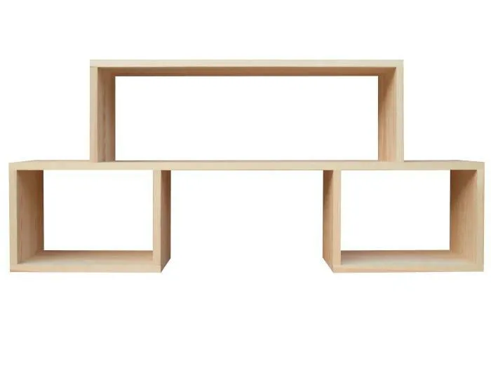 Hängeregal, Wandregal, Bücherregal - 125 cm breit, Kiefer Massivholz, Farbe: Natur Abbildung