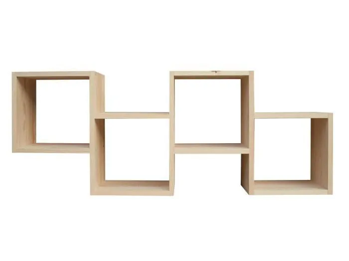 Hängeregal, Wandregal, Bücherregal - 130 cm breit, Kiefer Massivholz, Farbe: Natur Abbildung