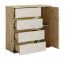 Kommode | 80 x 34 x 80 cm | Eiche Artisan / Beige-Kaschmir | 1 Tür | 4 Schubladen | 2 Fächer | Alexandroupoli 02