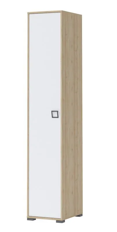 Drehtürenschrank / Kleiderschrank 16, Farbe: Buche / Weiß - 236 x 44 x 56 cm (H x B x T)