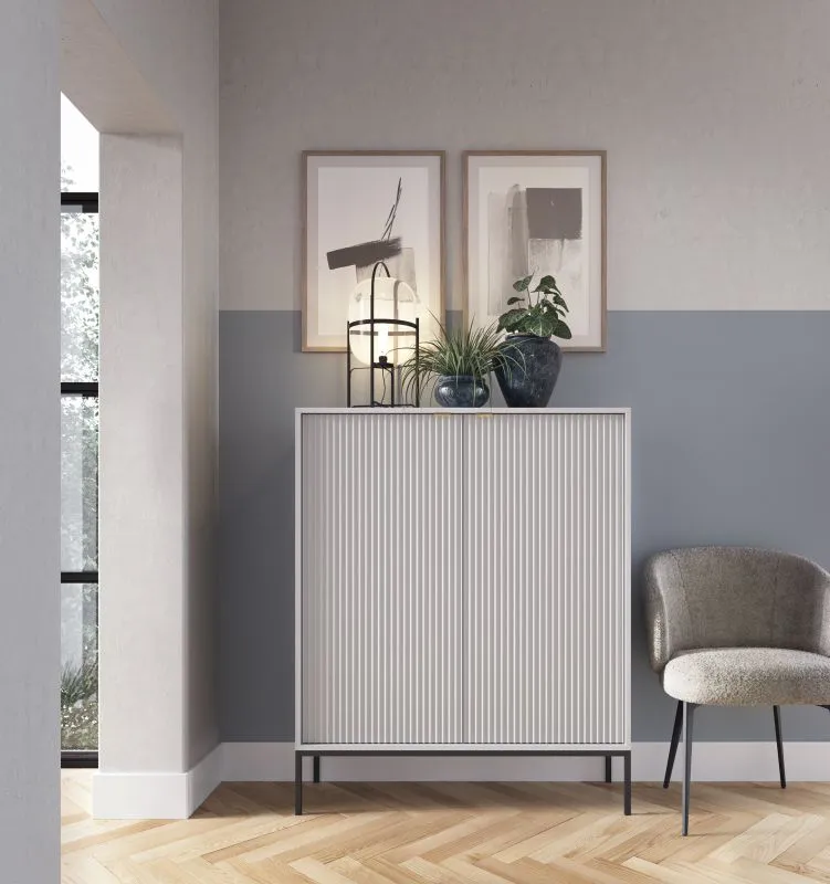 Kommode mit genügend Stauraum Worthing 60, Farbe: Grau / Schwarz / Gold - Abmessungen: 125 x 104 x 39 cm (H x B x T)
