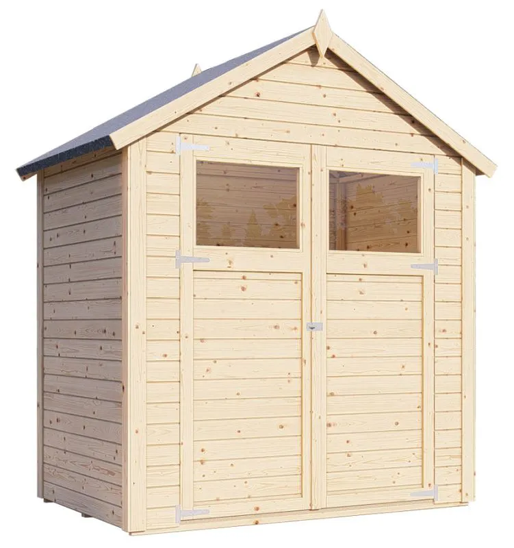 Gerätehaus Landshut 01 inkl. Fußboden, Naturbelassen - 14 mm Elementgartenhaus, Nutzfläche: 2,10 m², Satteldach