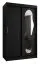 Kleiderschrank / Schiebetürenschrank Lagginhorn 07, Farbe: Schwarz, eine Spiegeltür, 1,2 Meter breit, fünf Fächer, Aluminiumschienen, zwei Kleiderstangen