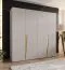 Drehtürenschrank | 4-Türig | Farbe: Kaschmir | 2 Fächer | Soft-Close-Funktion | 2 Kleiderstangen | Griffe: Gold | Maße: 200 x 52 x 202 cm | Kleiderschrank | ABS-Kanten