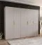 Kleiderschrank | 5-Türig | Farbe: Kaschmir | 2,5 Meter breit | Griffe: Gold | 3 Kleiderstangen | 3 Fächer | Maße: 250 x 52 x 202 cm | ABS-Kantenschutz