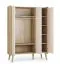 Babyzimmer Kleiderschrank | Farbe: Beige / Eiche Cremona | drei Türen | Maße: 133 x 51 x 185 cm | eine Kleiderstange | Push-to-open | Kinderzimmer
