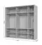 Drehtürenschrank mit Rahmen Neiafu 42, zwei Spiegeltüren, drei Kleiderstangen, Farbe: Kaschmir, Maße: 224 x 227 x 56 cm, verstellbare Füße, neun Einlegeböden