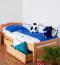 Kinderbett 90 x 200 cm | inkl. Stauraum / 2 Schubladen | Massivholz: Buche | Natur Lackiert | inkl. Lattenrost Abbildung