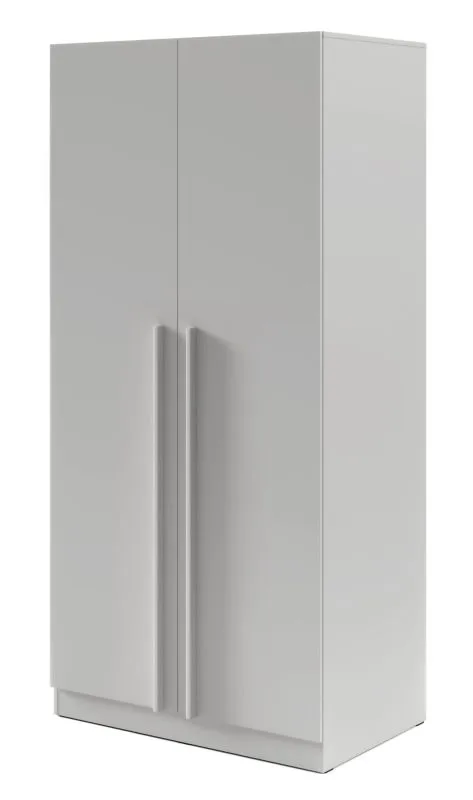 Kleiderschrank | 2-türig | ABS-Kanten | 1 Kleiderstange | 7 Fächer | 100 x 61 x 210 cm | Edegem 03 | Farbe: Platingrau | Drehtürenschrank