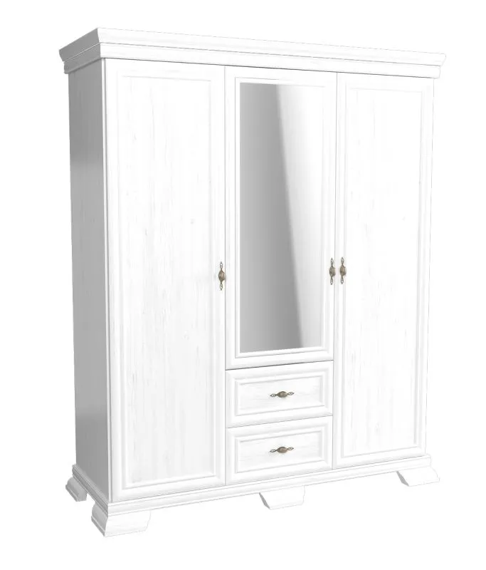 Drehtürenschrank / Kleiderschrank Sentis 24, Farbe: Kiefer Weiß - 193 x 158 x 62 cm (H x B x T)