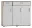 Kommode Kavieng 01, Farbe: Eiche / Weiß - Abmessungen: 110 x 125 x 40 cm (H x B x T)