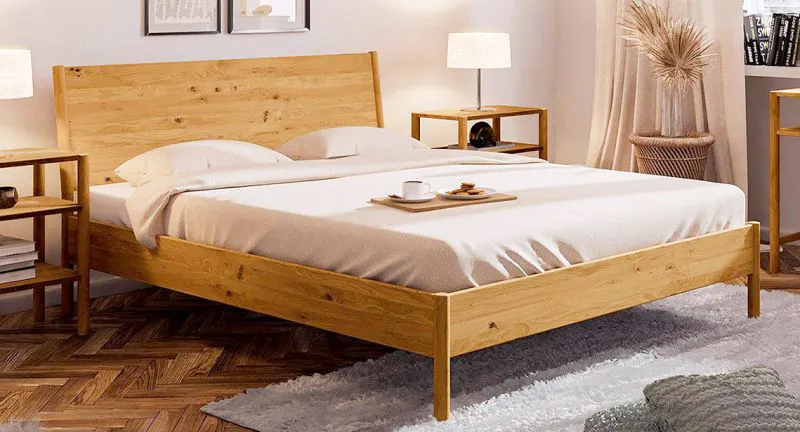 Eiche-Bett massiv | 180 x 200 cm | Wildeiche | Geölt | Natur Abbildung