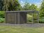Holz Gartenhaus Anbaudach mit metallverstärkte-Ecken, Fichte terragrau/graualuminium, Trapezblechdach witterungsbeständig, Doppelflügeltür, 6,35 m²