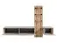 Wohnwand | inkl. Integrierter LED-Beleuchtung | Farbe: Clay Grau / Eiche Coast Evoke | Push-to-open Funktion | 220 x 40 x 160 cm | geriffelte Front | langes TV-Board