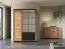 Stylischer Kleiderschrank Dagali 02, Farbe: Eiche / Schwarz, Maße: 210 x 150 x 58 cm, modernes und einfaches Design, Soft-Close-System, fünf Fächer, für Schlafzimmer
